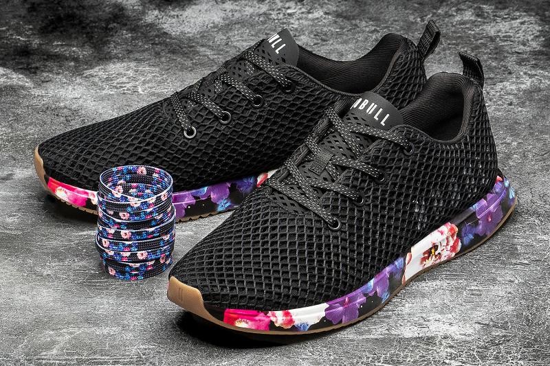 Black Nobull Space Floral Mesh Runner Men's Running Shoes | CA R1034V